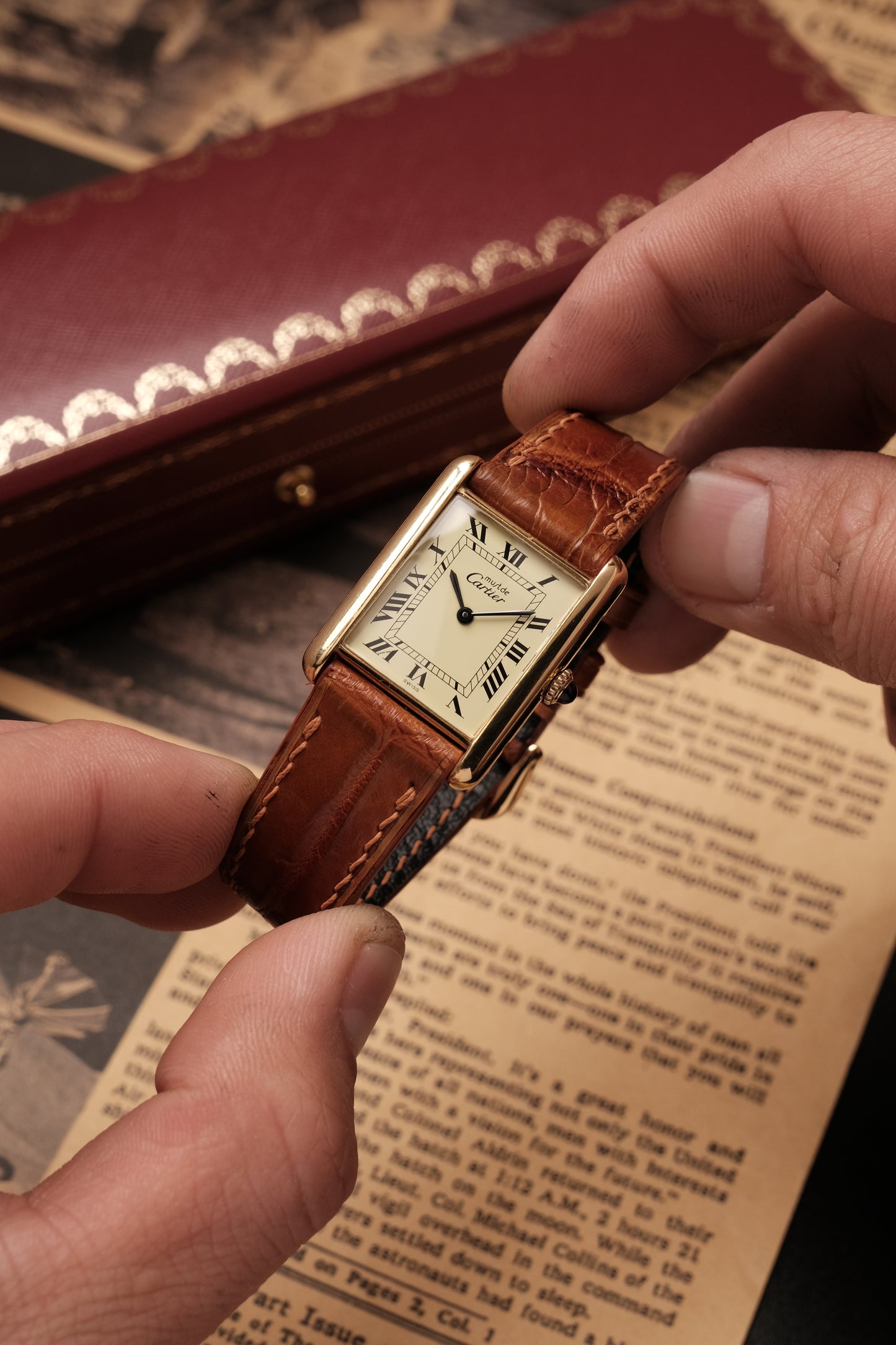 CARTIER MUST DE CARTIER TANK Hand Winding VERMEIL ROMAN DIAL REF. 6 219393