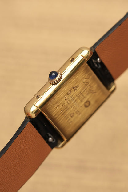 CARTIER MUST DE TANK VERMEIL (SM 20x28mm) BURGUNDY RED DIAL HAND WINDING