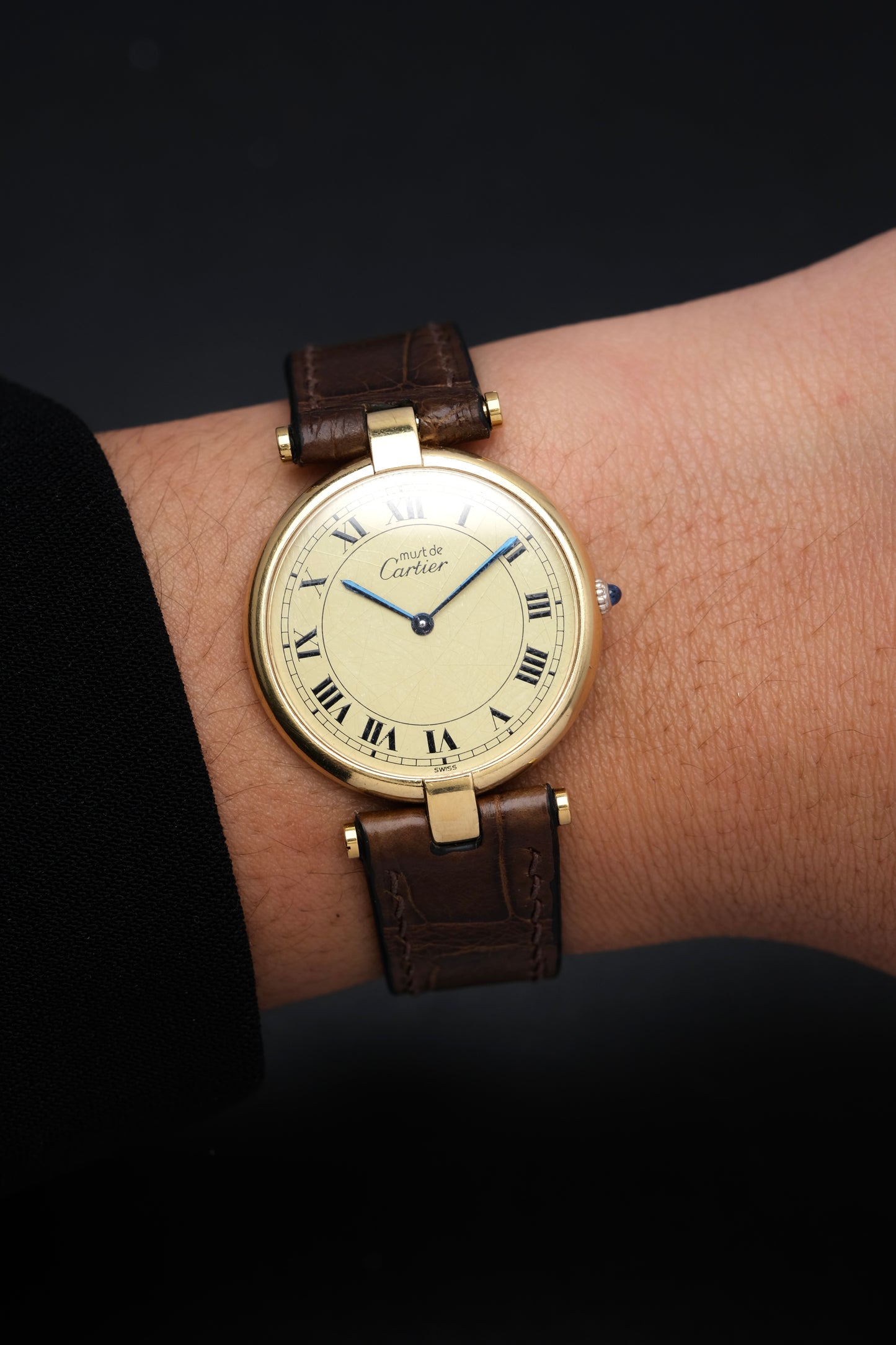 1990's Cartier Must Vendome LM Vermeil Quartz Gold Plated 30mm