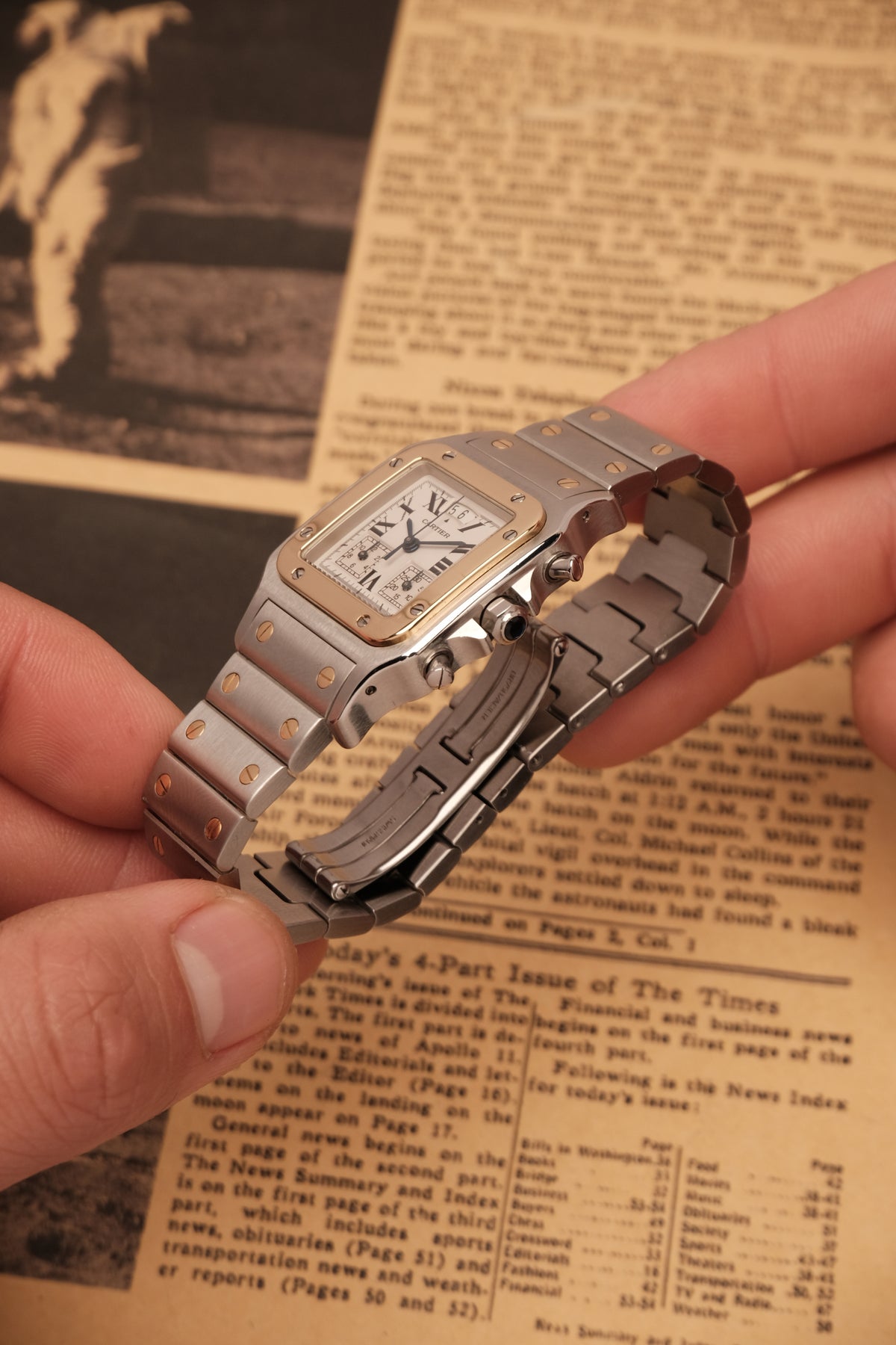 Cartier Santos Galbée Chronoflex Gold/Steel White Dial LM (29x41mm)Ref. 2425 + Box