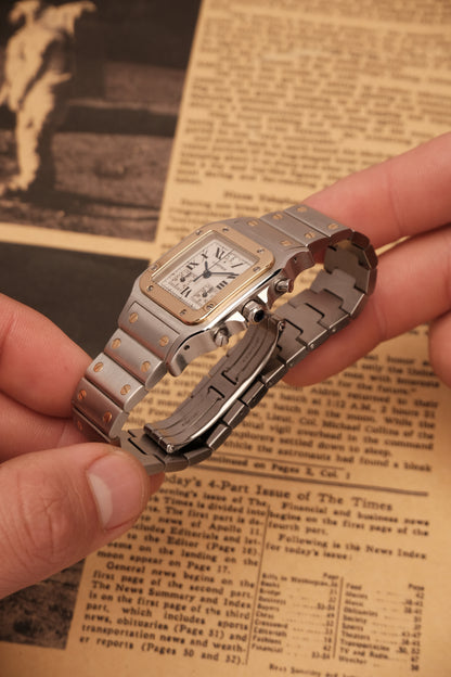 Cartier Santos Galbée Chronoflex Gold/Steel White Dial LM (29x41mm)Ref. 2425 + Box