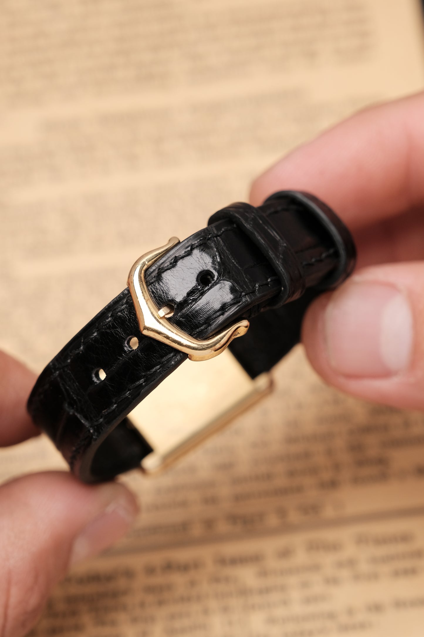 CARTIER MUST DE TANK VERMEIL (SM 20x28mm) BLACK DIAL HAND WINDING 3012300