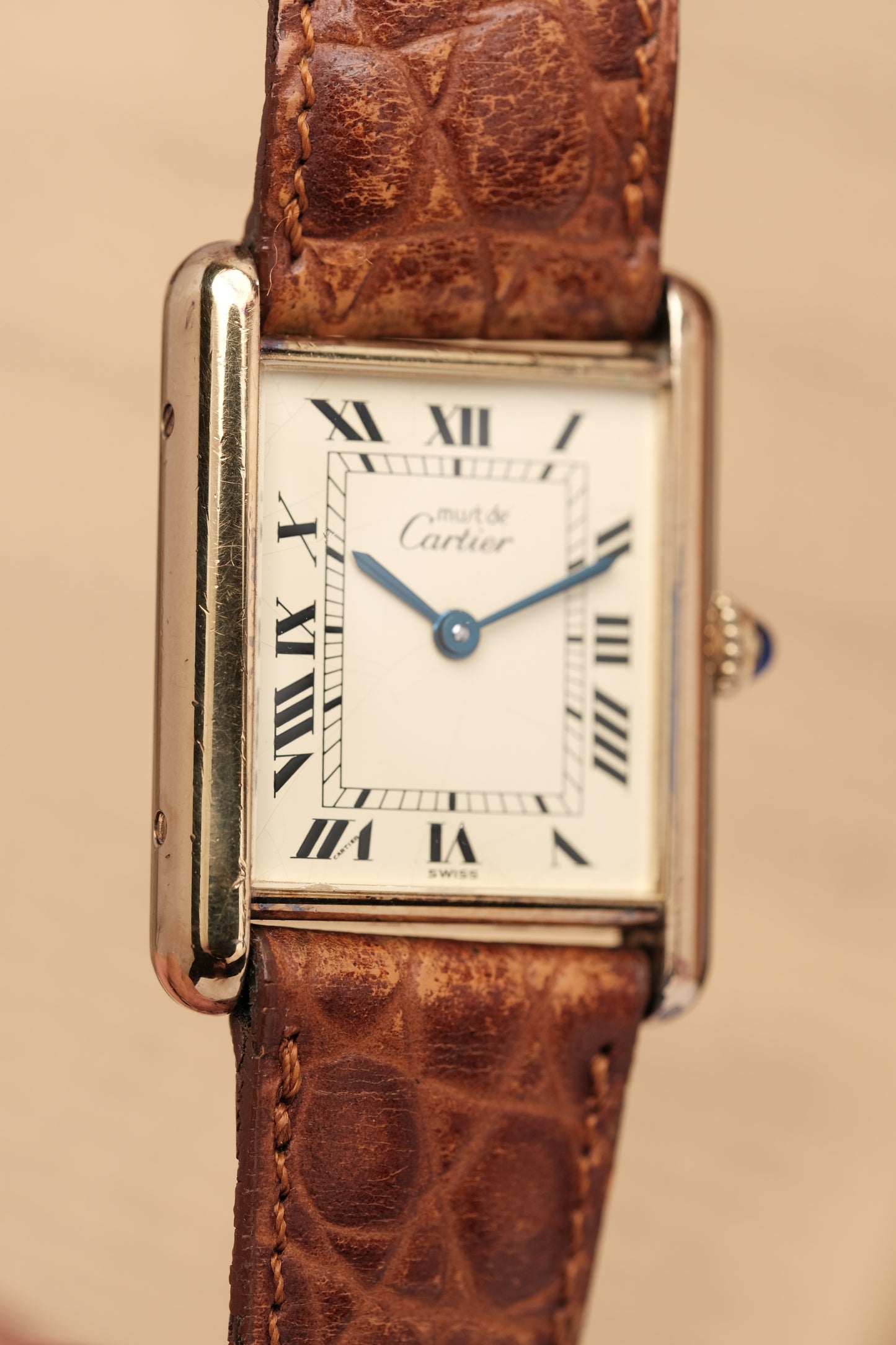 CARTIER MUST DE TANK VERMEIL (LM 23x31mm) ROMAN DIAL QUARTZ Ref.590005