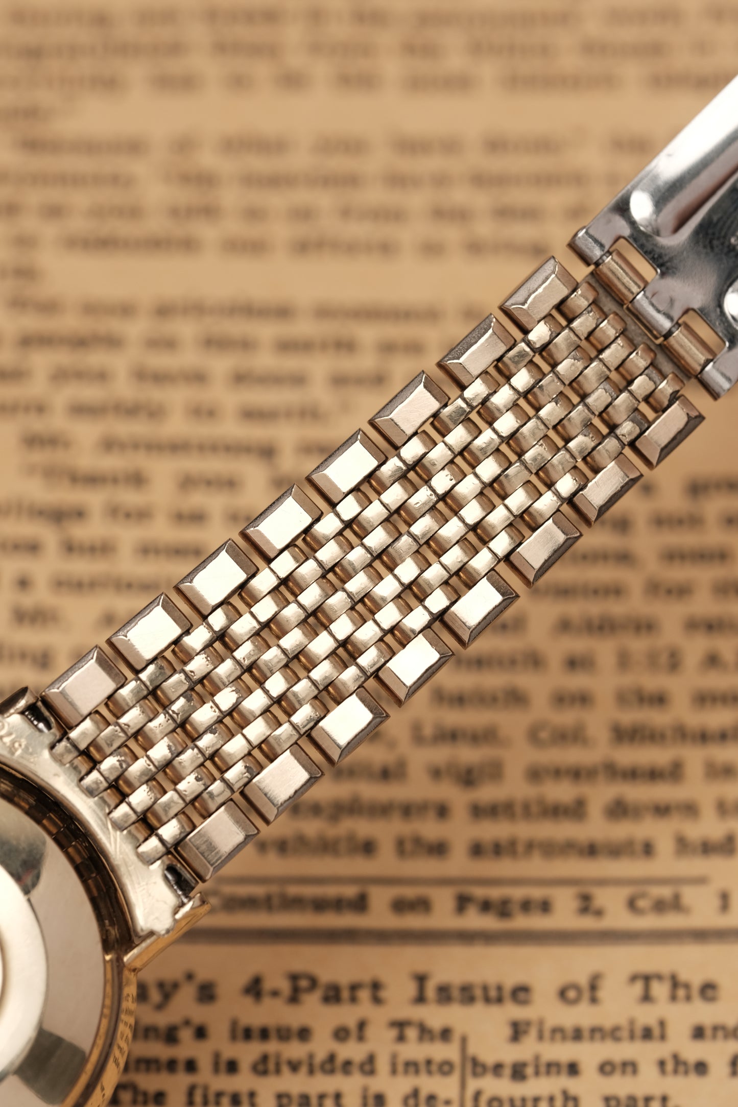 1967  14K Solid Gold Omega Seamaster De Ville reference LL 6590-1 34mm with Gold beads of rice bracelet