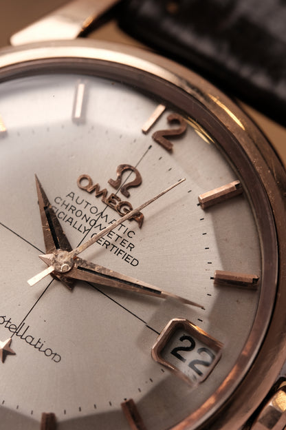 Vintage 1964 Omega Constellation Pie Pan Rose Gold Crosshair Dial  REF. 14393-10 SC (MOD CASE BACK)