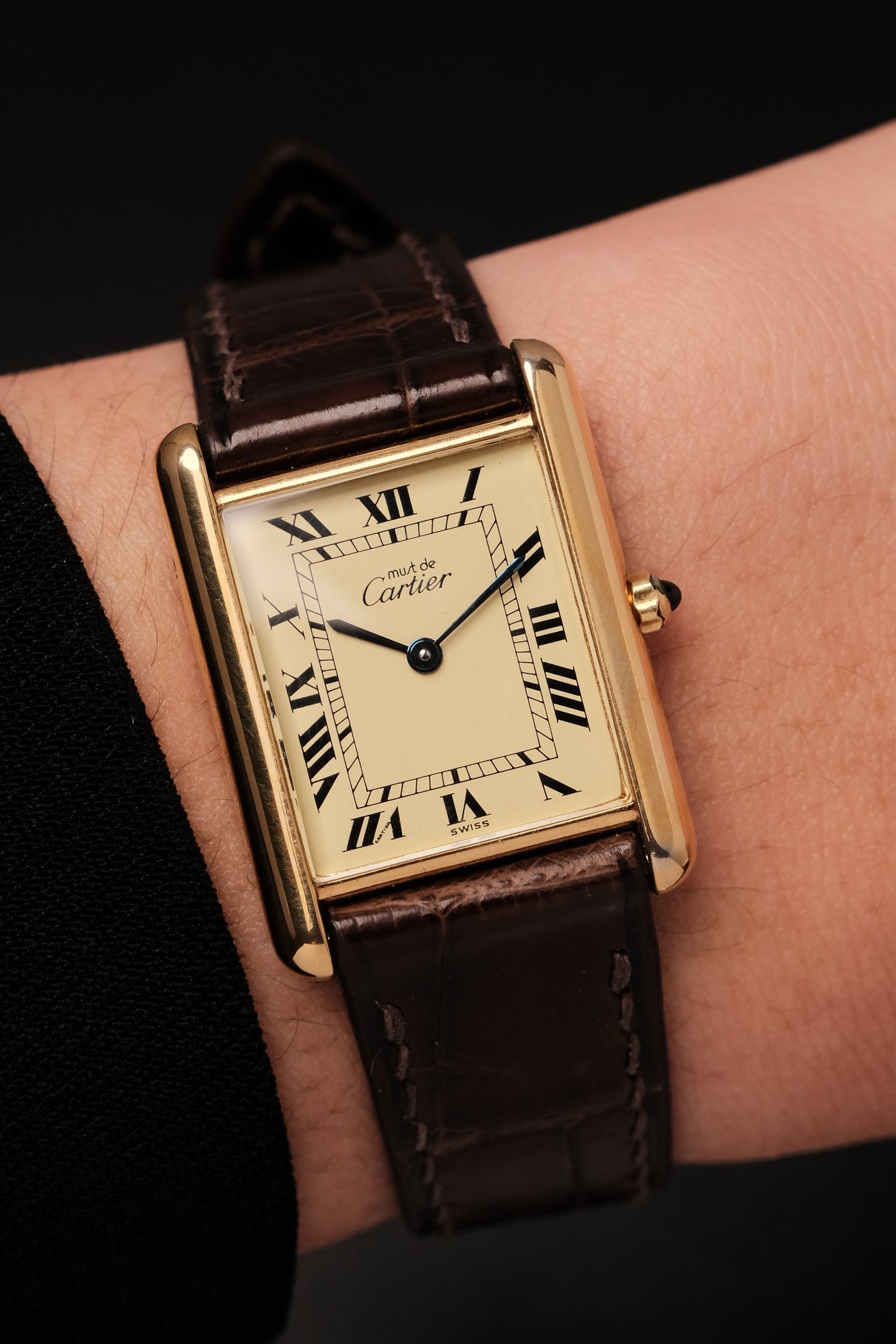 1990's CARTIER MUST DE CARTIER TANK VERMEIL ROMAN DIAL QUARTZ 23MM