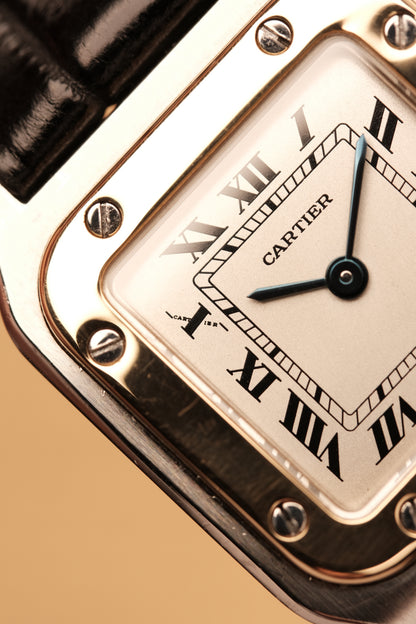 Cartier Santos Galbee 1057930 Quartz Gold/Steel White Dial SM (24x35mm) + Box and Paper