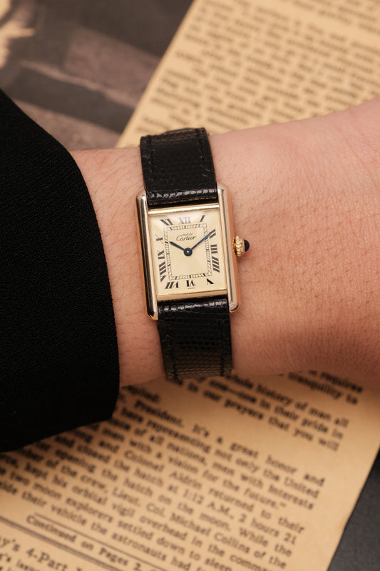 1999 Vintage Cartier Tank Vermeil 1613 ROMAN DIAL QUARTZ