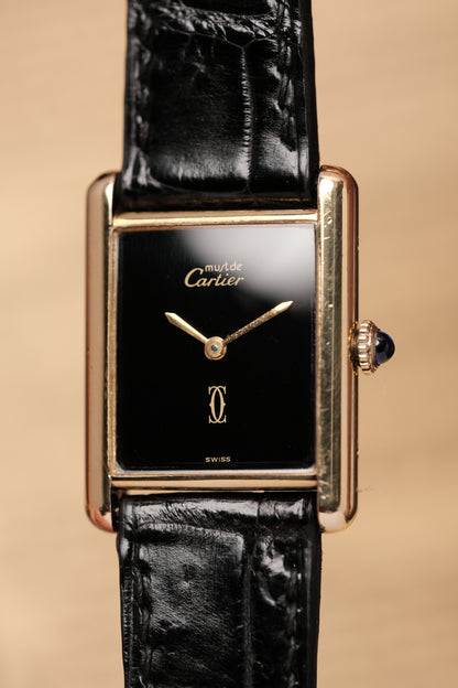 CARTIER MUST DE TANK VERMEIL (LM 23x31mm) HAND WINDING BLACK DIAL 6048114