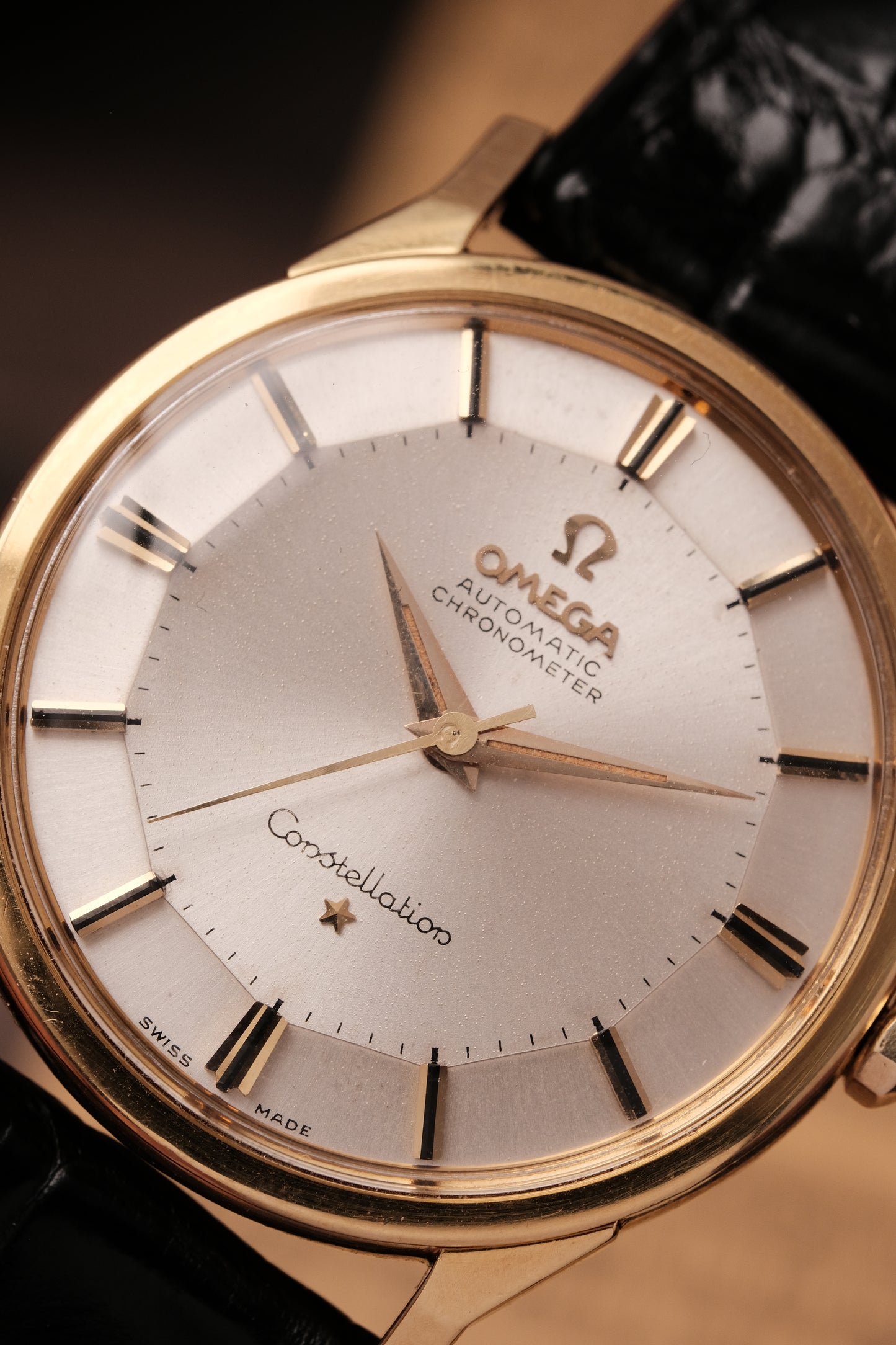 1962 18k Solid Gold 167.005 OMEGA CONSTELLATION PIE PAN DOG LEG White Dial AUTOMATIC CHRONOMETER
