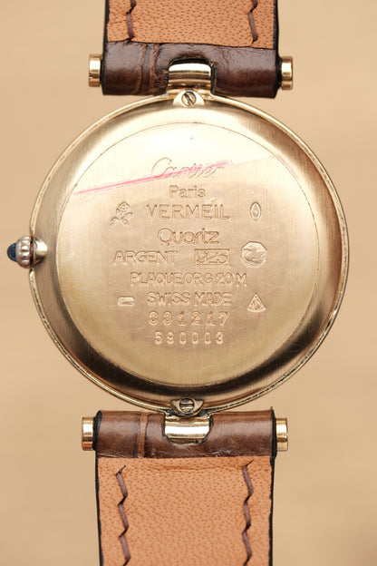1990's Cartier Must Vendome LM Vermeil Quartz Gold Plated 30mm
