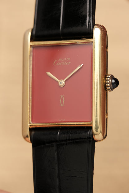 CARTIER MUST DE TANK VERMEIL (LM 23x31mm) HAND WINDING FERRARI RED DIAL