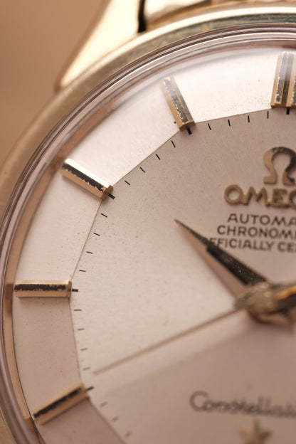 OMEGA CONSTELLATION PIE PAN DOG LEG GOLD AUTOMATIC CHRONOMETER REF. 168.005 (MOD CASE BACK)
