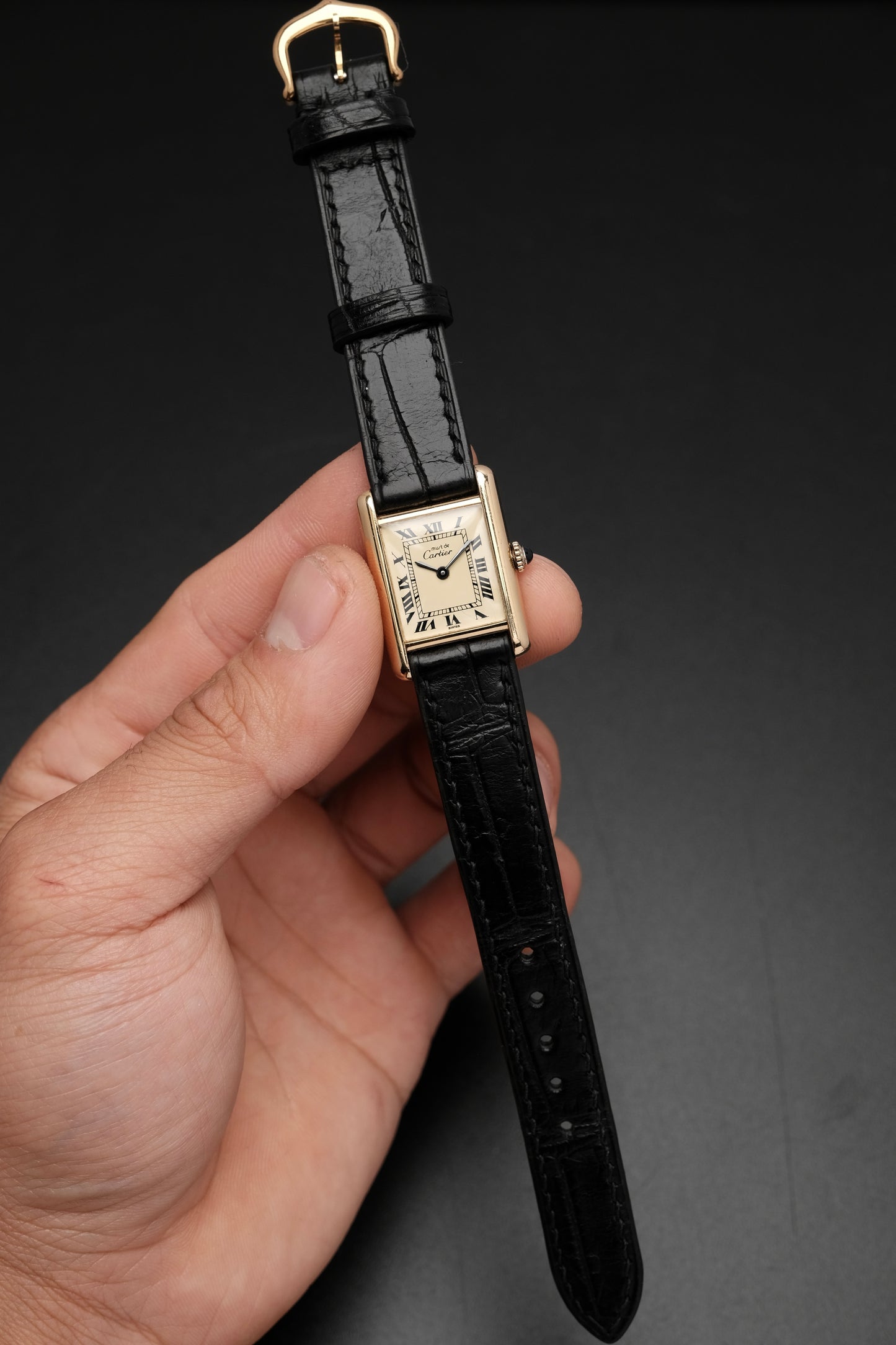 Vintage Cartier Must De Tank Vermeil (SM 20x28mm) ROMAN DIAL Hand Windding Ref.3096998
