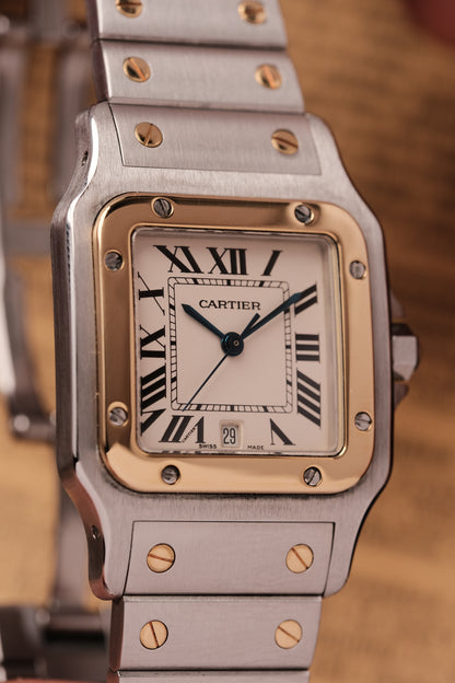 Cartier Santos Galbée 1566 Gold/Steel White Dial 29x41mm Y2K