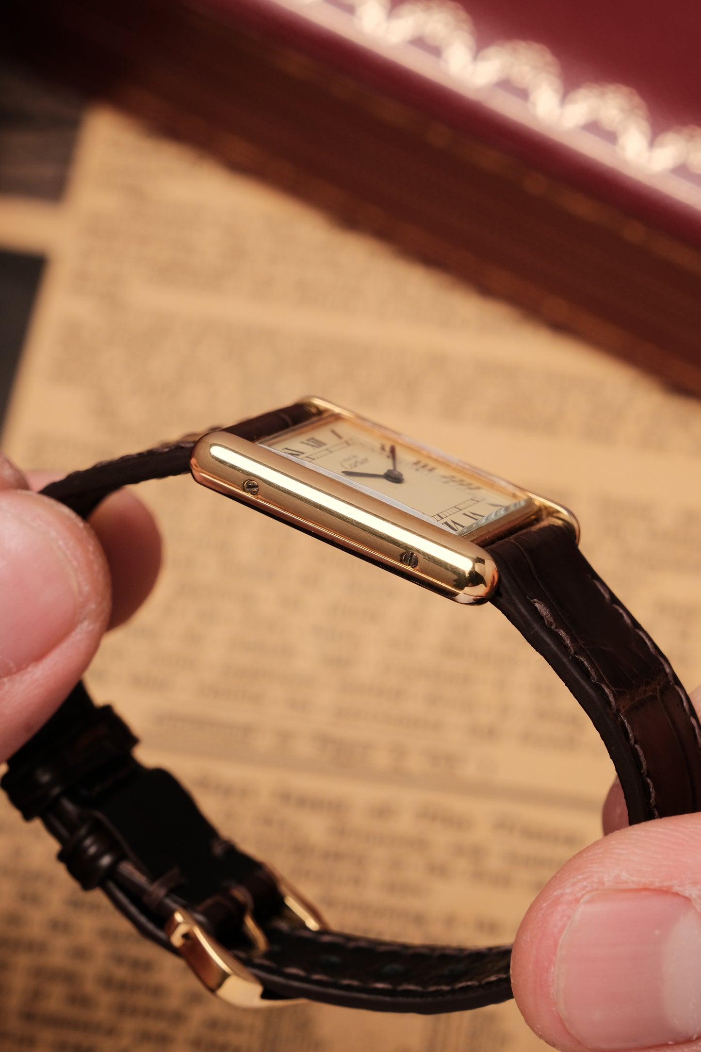 1990's CARTIER MUST DE CARTIER TANK VERMEIL ROMAN DIAL QUARTZ 23MM