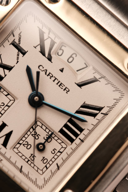 Cartier Santos Galbée Chronoflex Gold/Steel White Dial LM (29x41mm)Ref. 2425 + Box