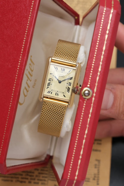 CARTIER MUST DE TANK VERMEIL (LM 23x31mm) ROMAN DIAL HAND WINDING 6144974 + BOX