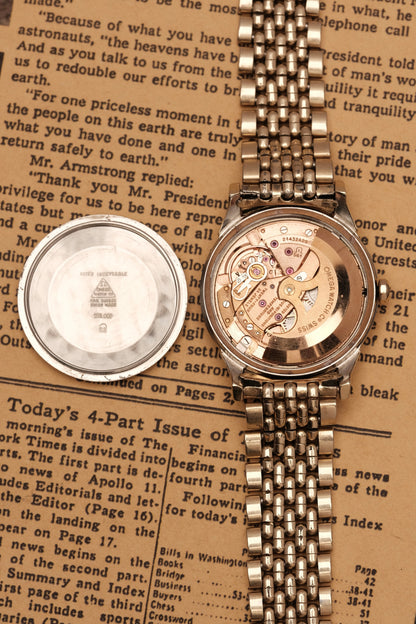 1966 OMEGA CONSTELLATION PIE PAN DOG LEG White Dial AUTOMATIC REF. 168.005 + BOX + Beads of rice bracelet