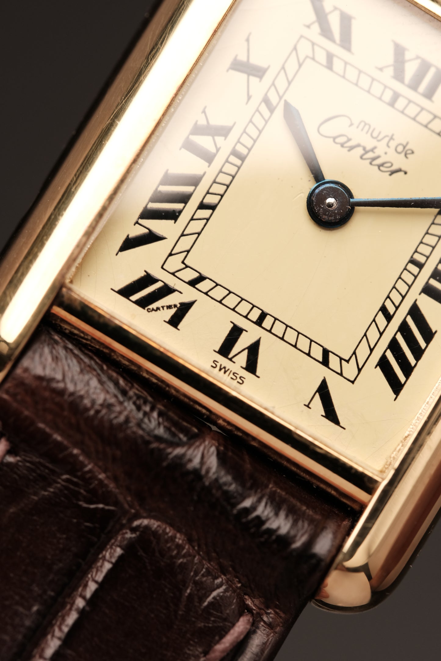 Vintage Cartier Must De Tank Vermeil (SM 20x28mm) ROMAN Ivory DIAL QUARTZ Ref.5057001