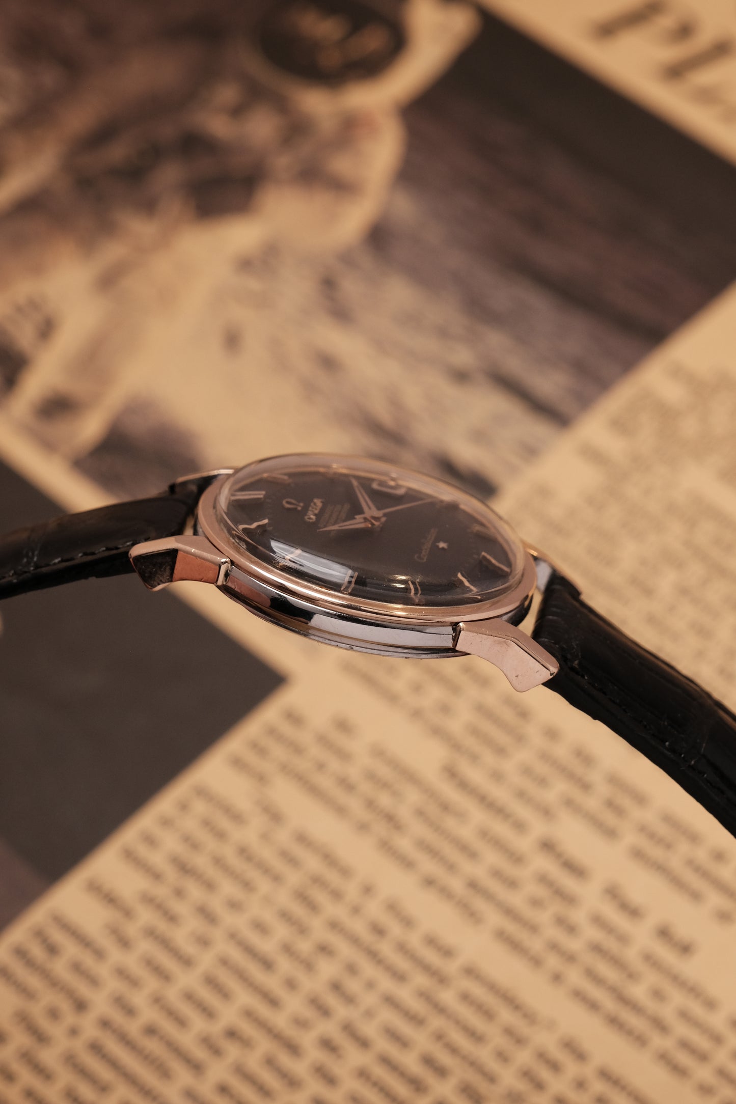 1963 OMEGA CONSTELLATION PIE PAN DOG LEG Black Dial Rose Gold  AUTOMATIC CHRONOMETER REF. 168.005