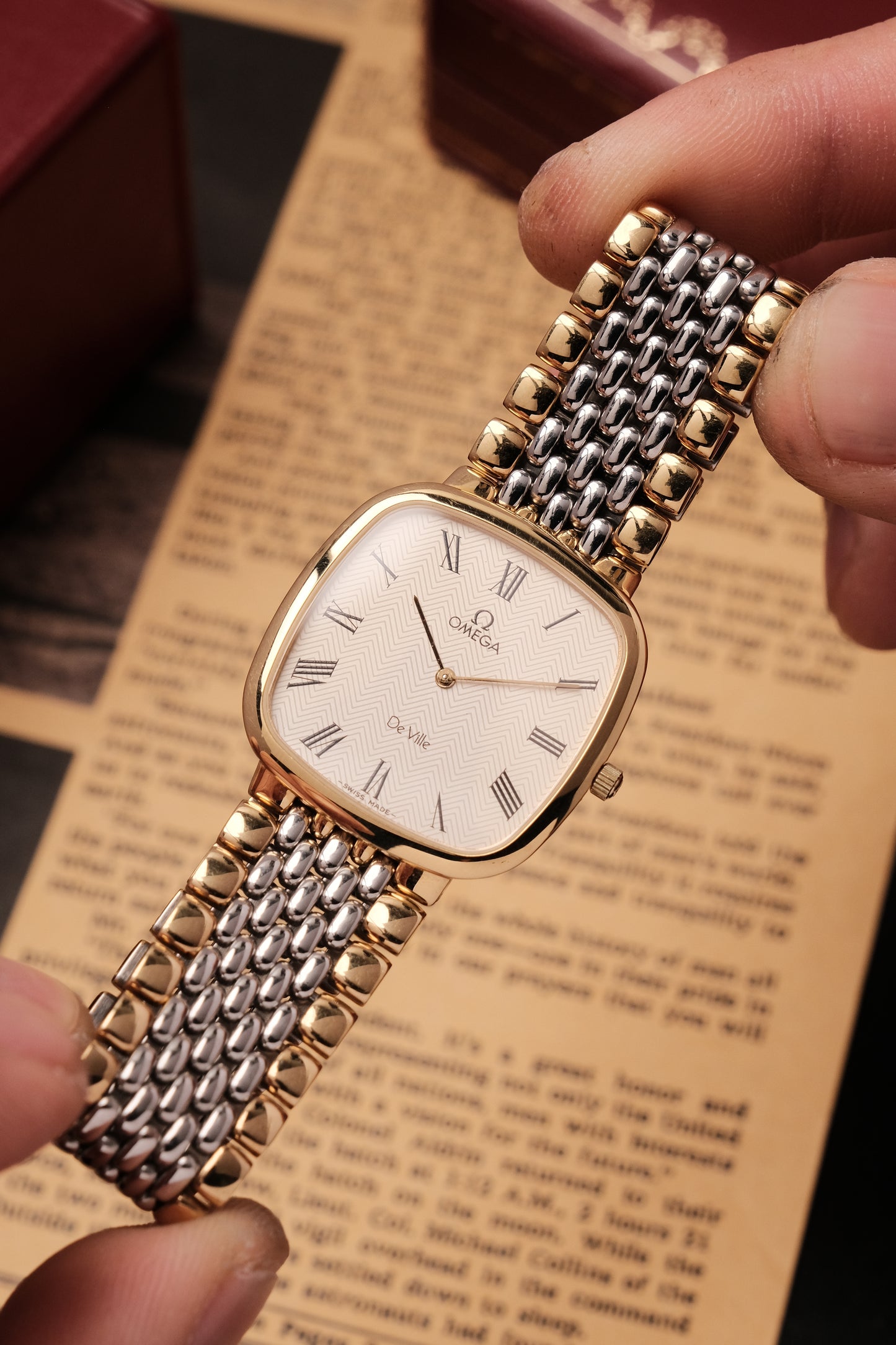 Omega De Ville Ref.395.0877 Cal.1378 Vintage Gold Quartz Integrated Bracelet