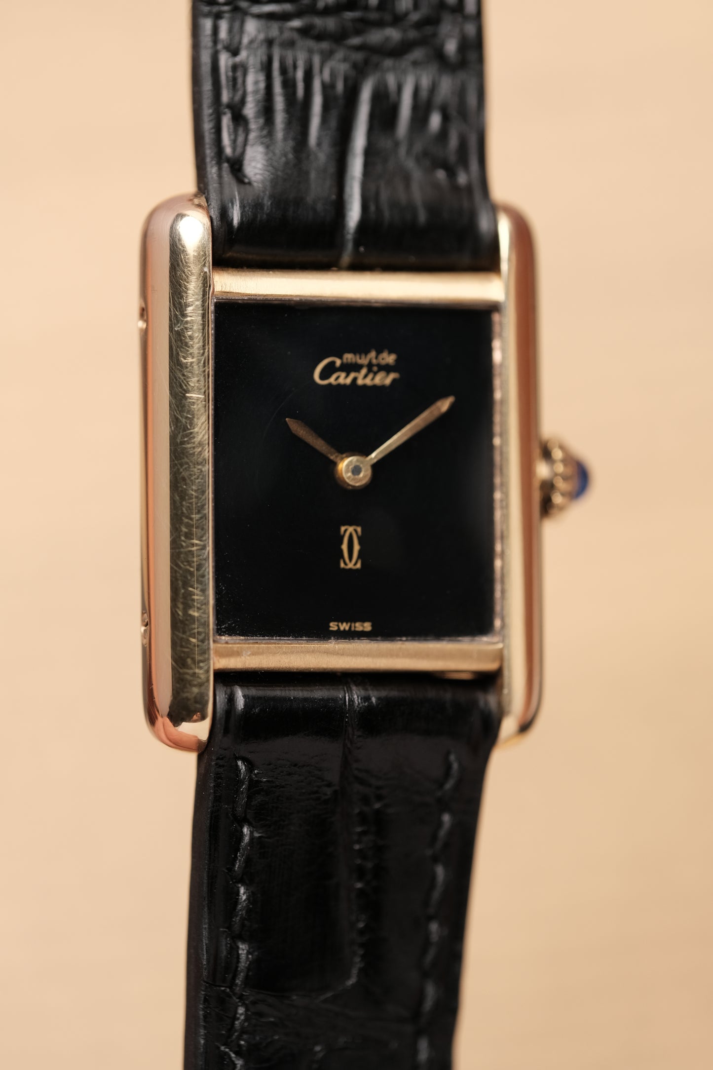 CARTIER MUST DE TANK VERMEIL (SM 20x28mm) BLACK DIAL HAND WINDING 3012300