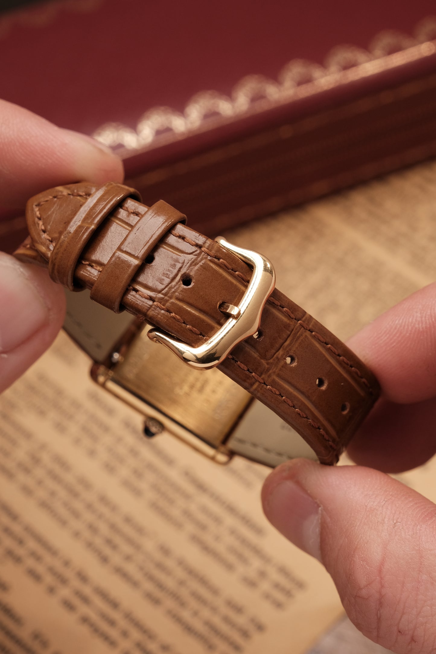 CARTIER  De Must Tank Trinity Vertical Stripe Dial Gold Hand Winding Gold-Plated Silver 925