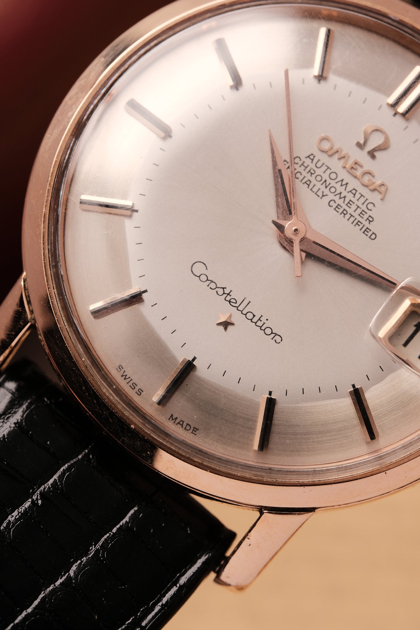 1967 OMEGA CONSTELLATION PIE PAN ROSE GOLD CHRONOMETER REF 168.010
