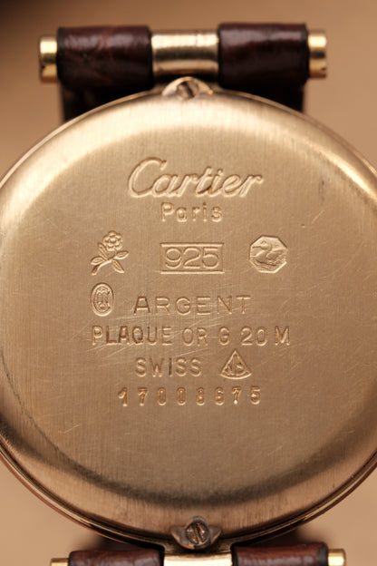 1990's  Cartier  Must Vendome LM Vermeil Quartz Gold Plated 30mm