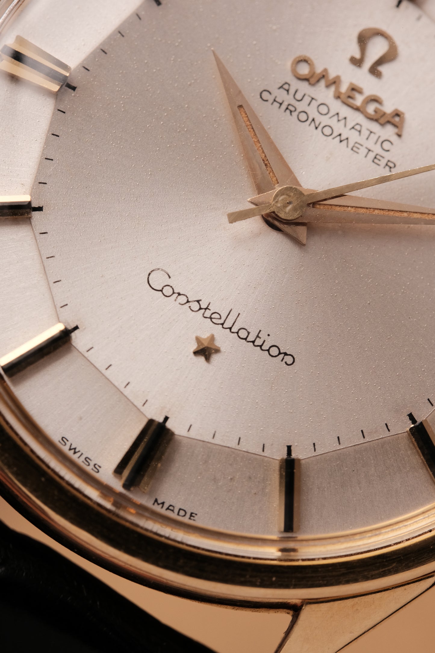 1962 18k Solid Gold 167.005 OMEGA CONSTELLATION PIE PAN DOG LEG White Dial AUTOMATIC CHRONOMETER