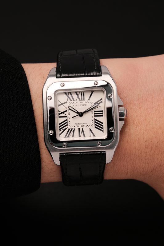 (Full set) Cartier Santos 100 W20126X8 2878 MM White 33mm Automatic Watch