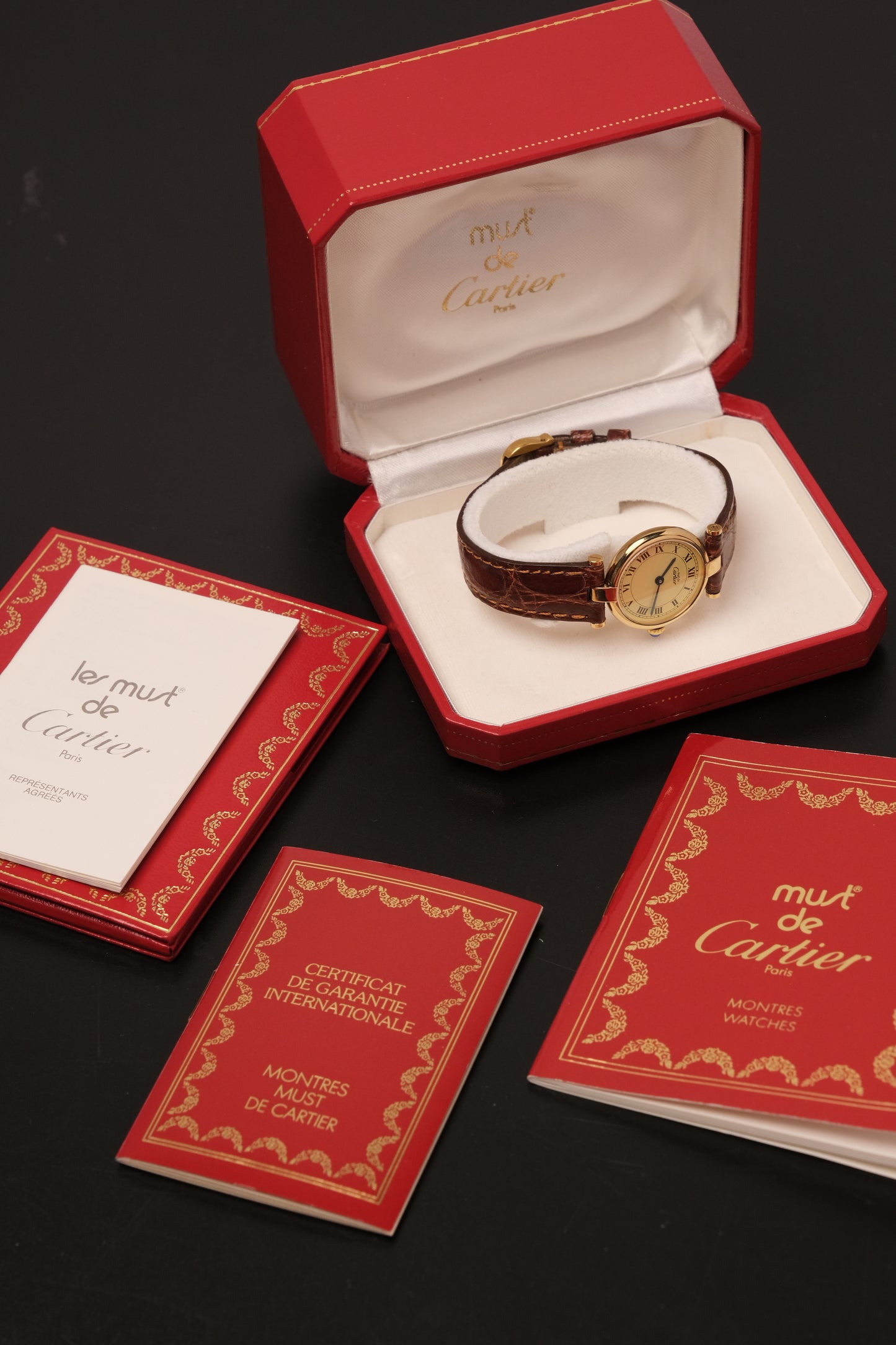 Ladies Cartier Must Vendome Vermeil 1851 ARGENT 925 Gold Plated 24MM ( Fullset)