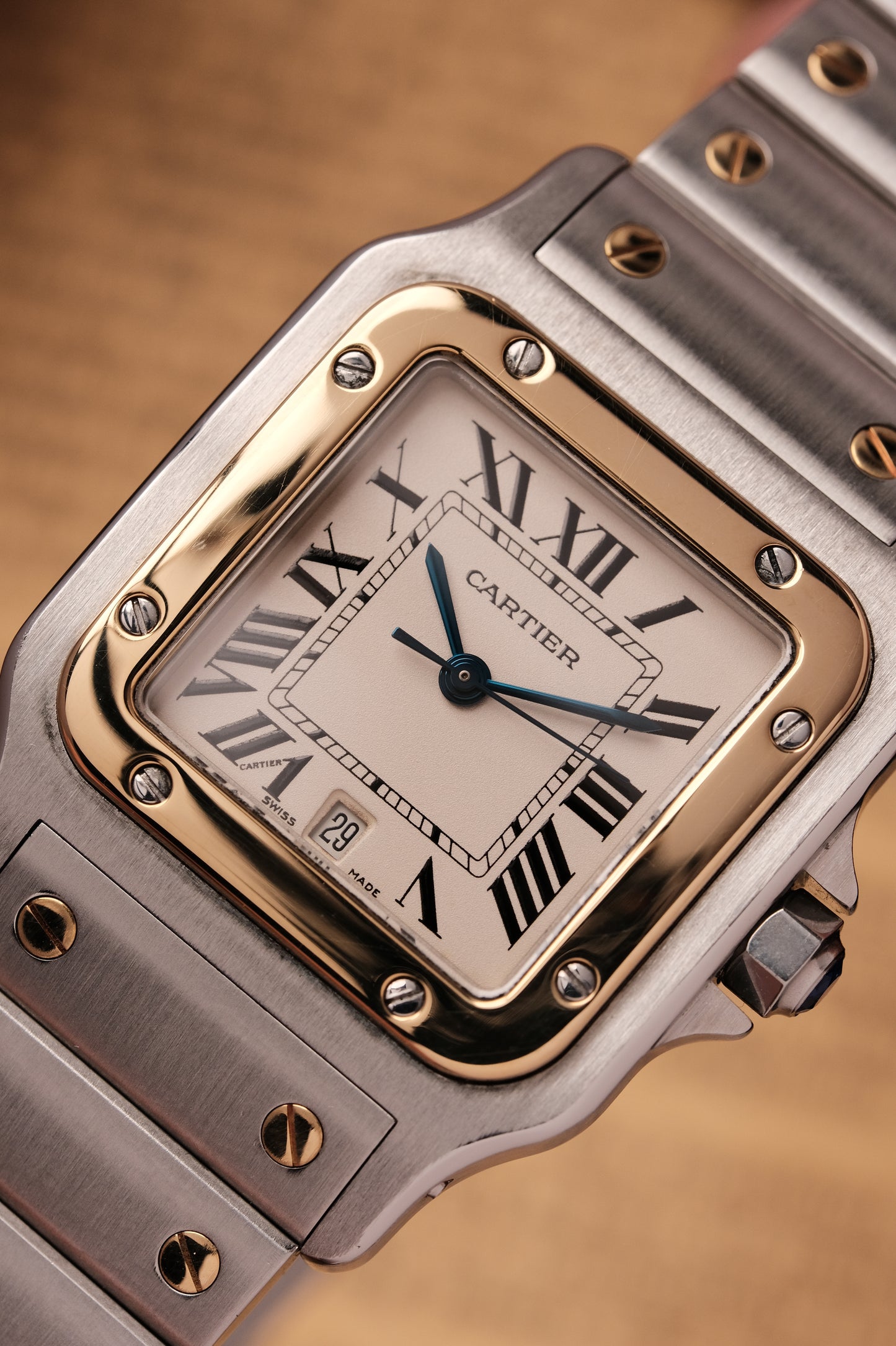 Cartier Santos Galbée 1566 Gold/Steel White Dial 29x41mm Y2K