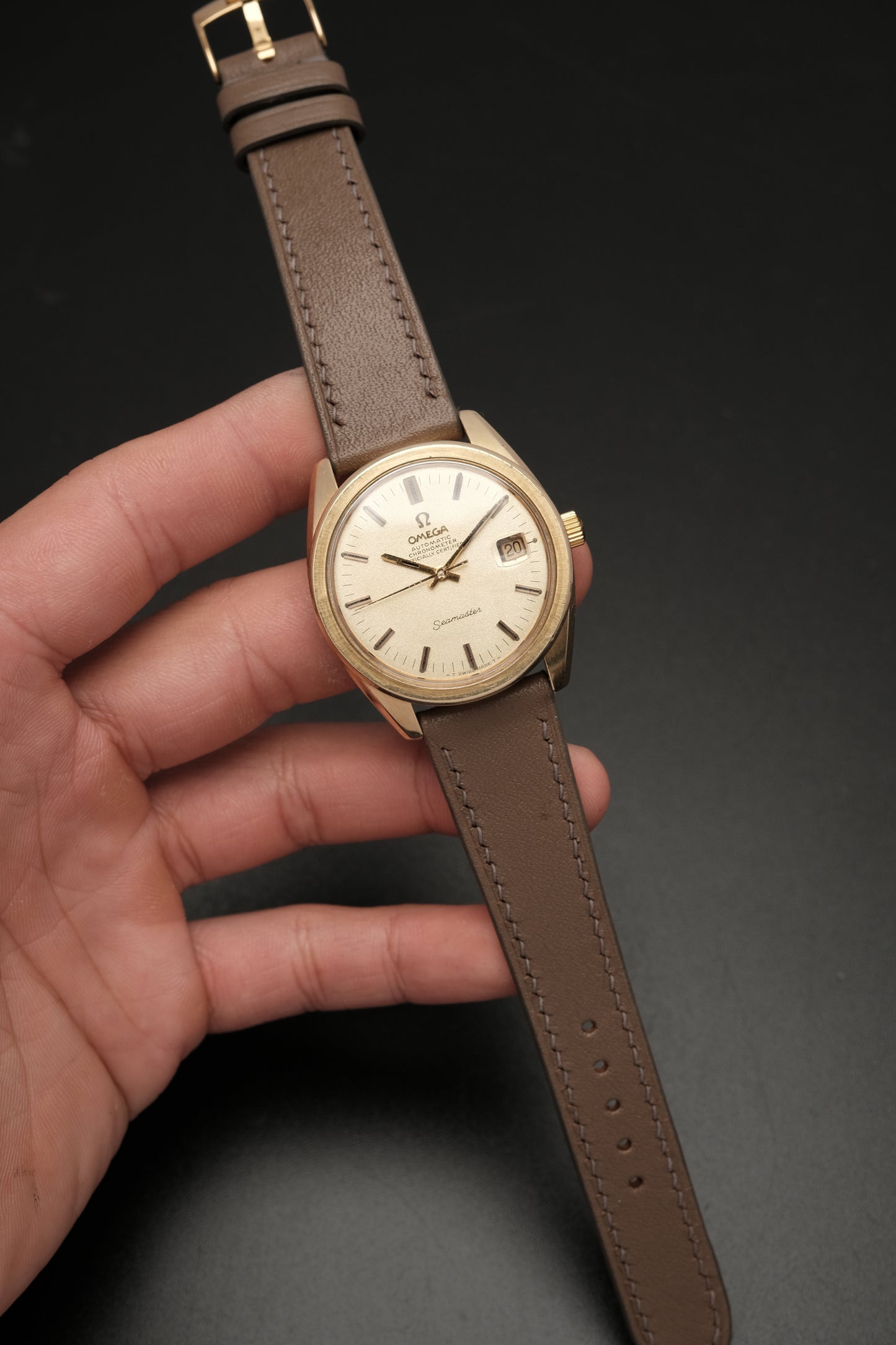 1968 Vintage Omega Seamaster Sparkle Dial Automatic 168.022 Jumbo 36mm Gold Capped Cal.564