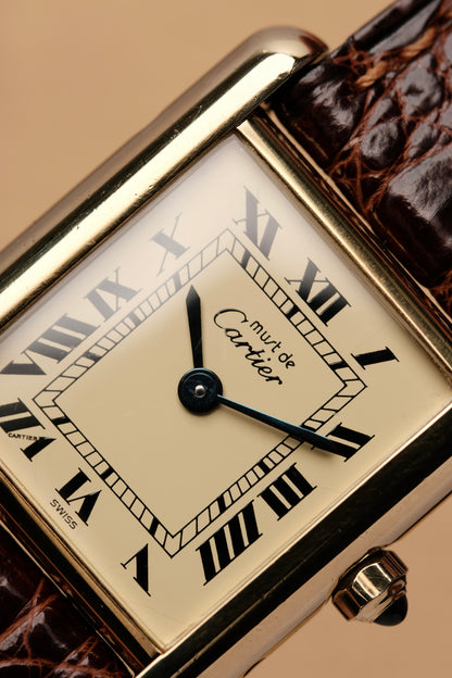 Vintage Cartier Must De Tank Vermeil (SM 20x28mm) ROMAN DIAL QUARTZ Ref.87728