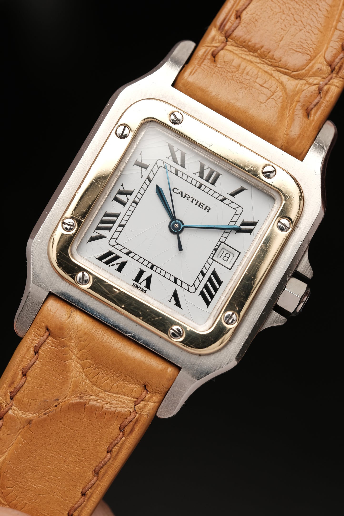 Cartier Santos Carree 2961 Large( 29x41mm)  White Romans Automatic 1980