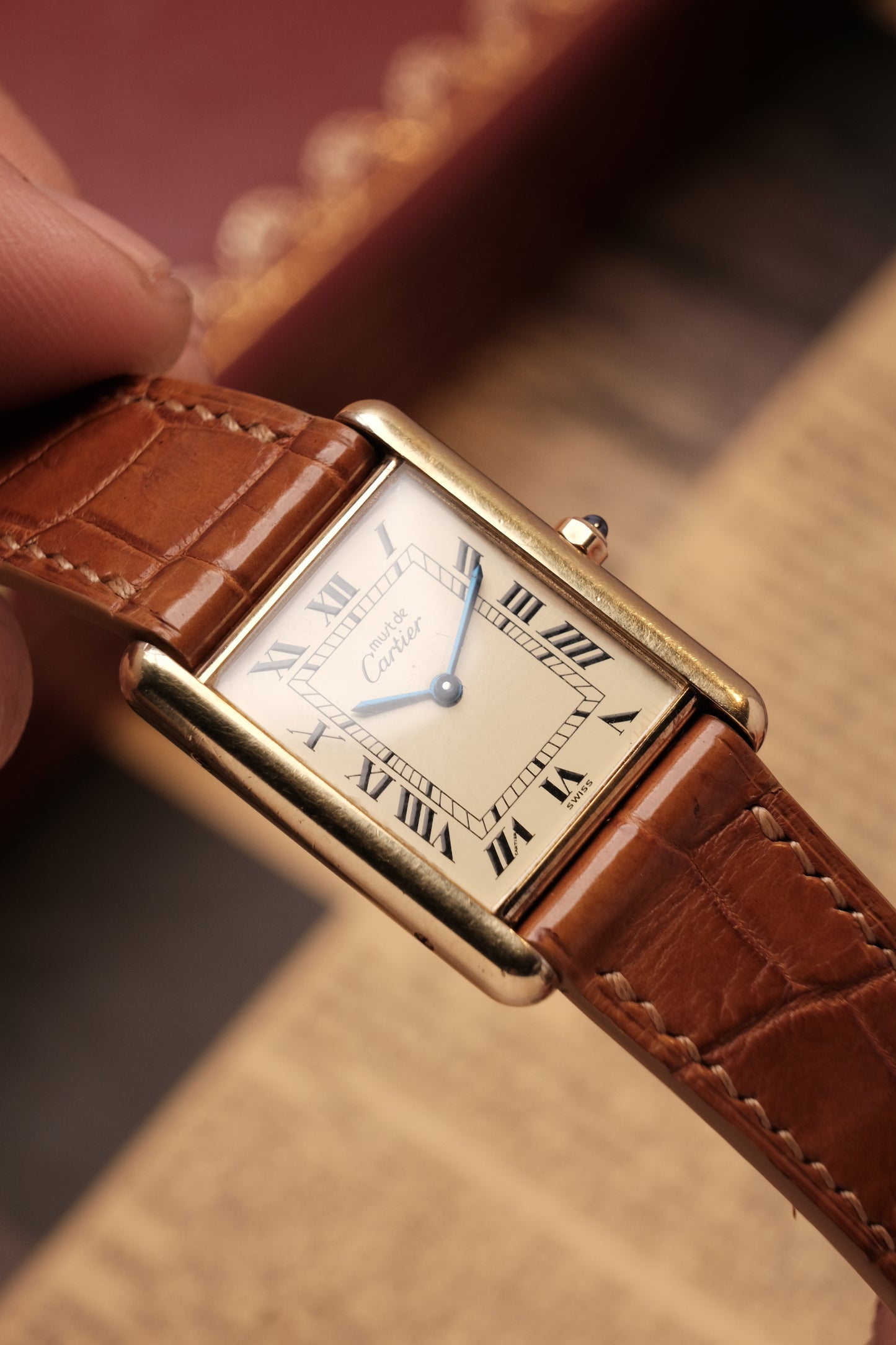CARTIER MUST DE CARTIER TANK VERMEIL ROMAN DIAL REF. 64221