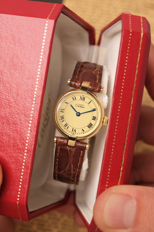 Ladies Cartier Must Vendome Vermeil 1851 ARGENT 925 Gold Plated 24MM ( Fullset)