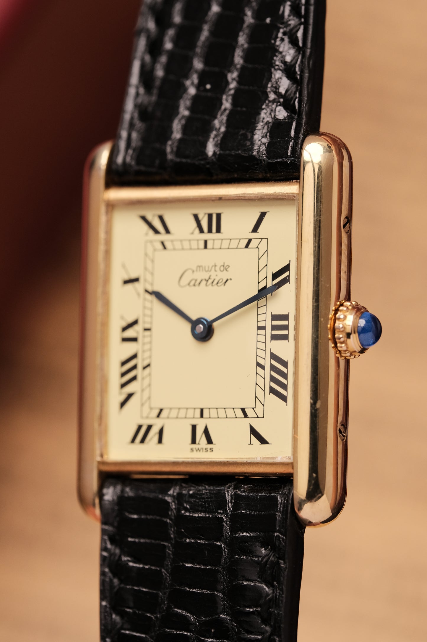 CARTIER MUST DE CARTIER TANK VERMEIL ROMAN DIAL REF. 681006