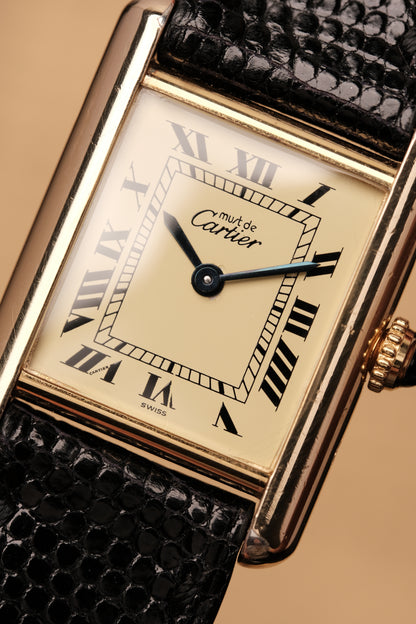 1999 Vintage Cartier Tank Vermeil 1613 ROMAN DIAL QUARTZ