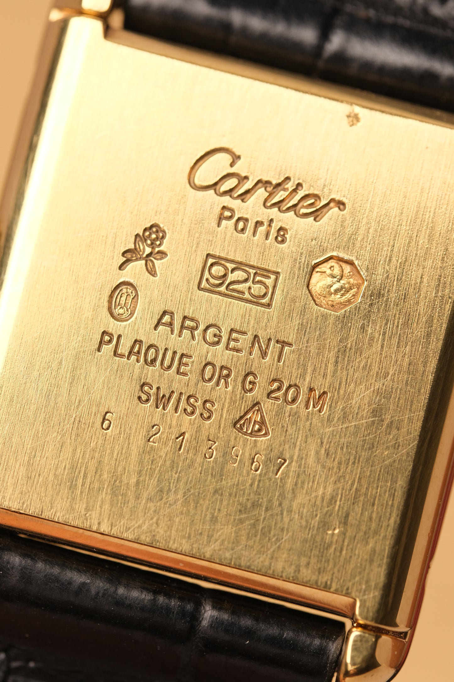 CARTIER MUST DE CARTIER TANK 23x31 Hand Winding VERMEIL Black DIAL REF. 6 213967