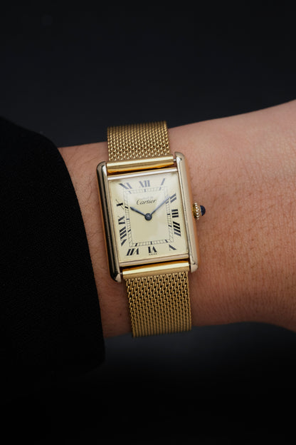 CARTIER MUST DE TANK VERMEIL (LM 23x31mm) ROMAN DIAL HAND WINDING 6144974 + BOX