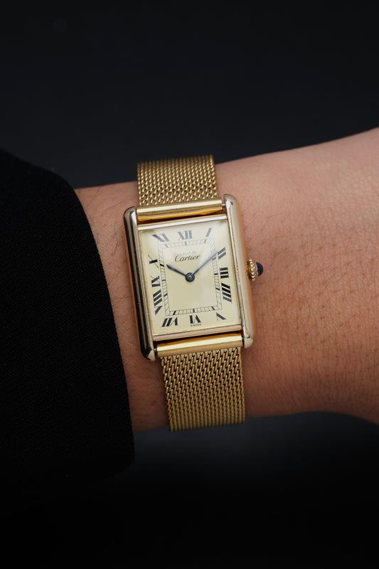 CARTIER MUST DE TANK VERMEIL (LM 23x31mm) ROMAN DIAL HAND WINDING 6144974 + BOX