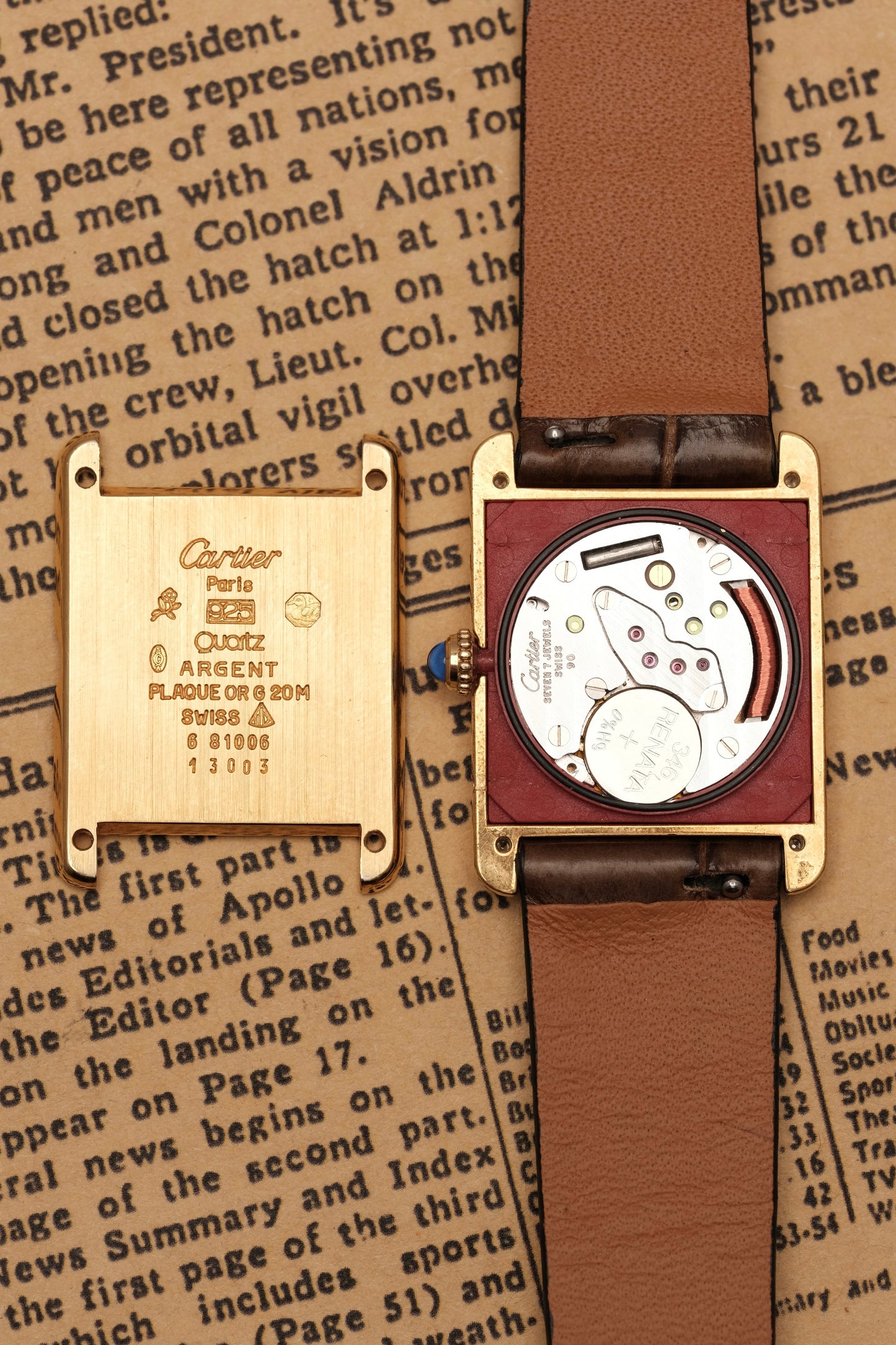 CARTIER MUST DE TANK VERMEIL (LM 23x31mm) ROMAN DIAL QUARTZ + Coffee Strap