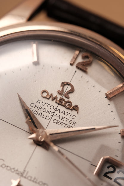 Vintage 1964 Omega Constellation Pie Pan Rose Gold Crosshair Dial  REF. 14393-10 SC (MOD CASE BACK)