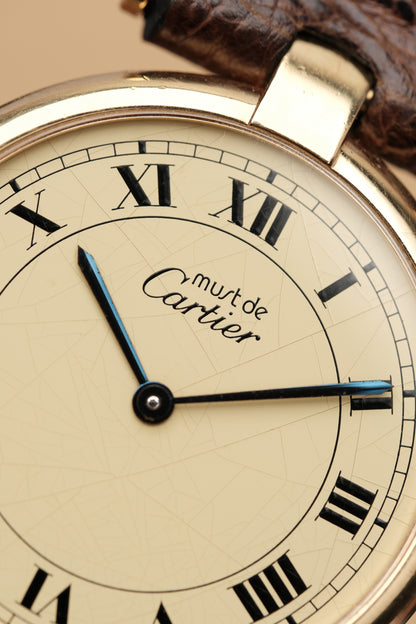 1990's Cartier Must Vendome LM Vermeil Quartz Gold Plated 30mm