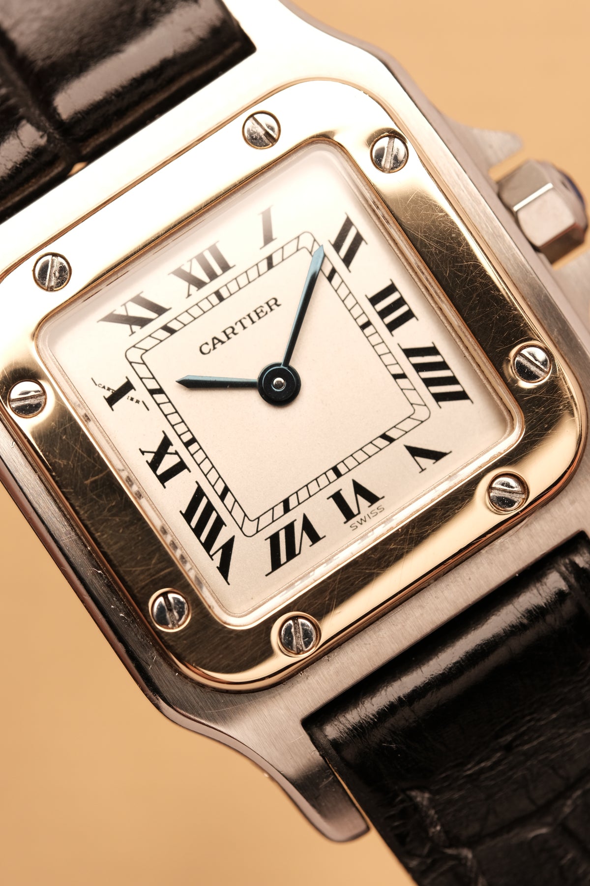 Cartier Santos Galbee 1057930 Quartz Gold/Steel White Dial SM (24x35mm) + Box and Paper