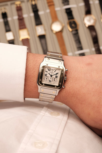 Cartier Santos Galbée Chronoflex Gold/Steel White Dial LM (29x41mm)Ref. 2425 + Box