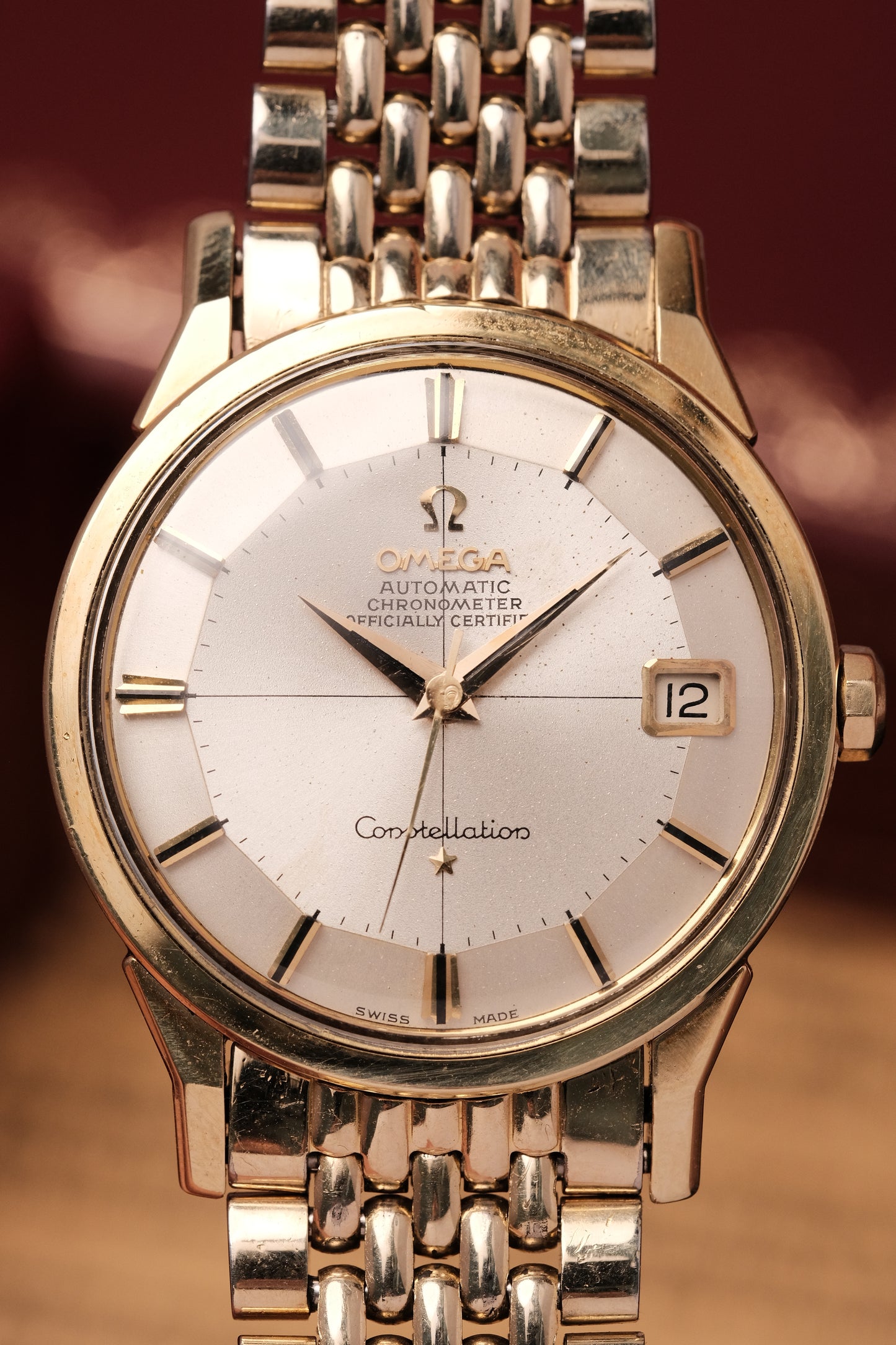 1966 OMEGA CONSTELLATION PIE PAN DOG LEG GOLD  CROSS HAIR DIAL AUTOMATIC CHRONOMETER REF. 14902-61 SC